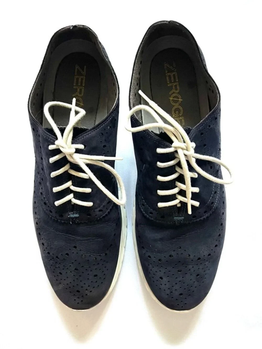 Women’s Cole Haan Navy Blue Suede Zero Grand Wingtip Oxfords Size 8.5